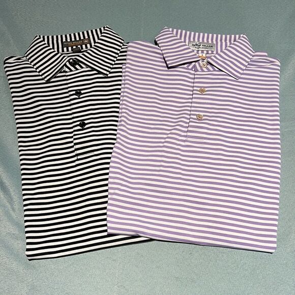 2-Peter Millar stripe & Solid Summer Comfort golf polo shirts M3 - Picture 2 of 6